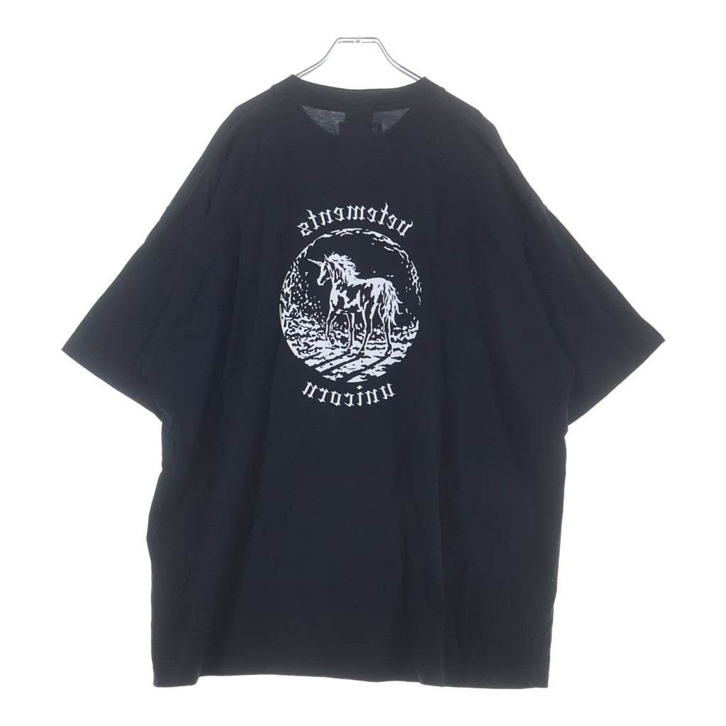 VETEMENTS(ヴェトモン) 22SS 両面ユニコーンプリント 半袖Tシャツカットソー ブラック UE52TR200B
