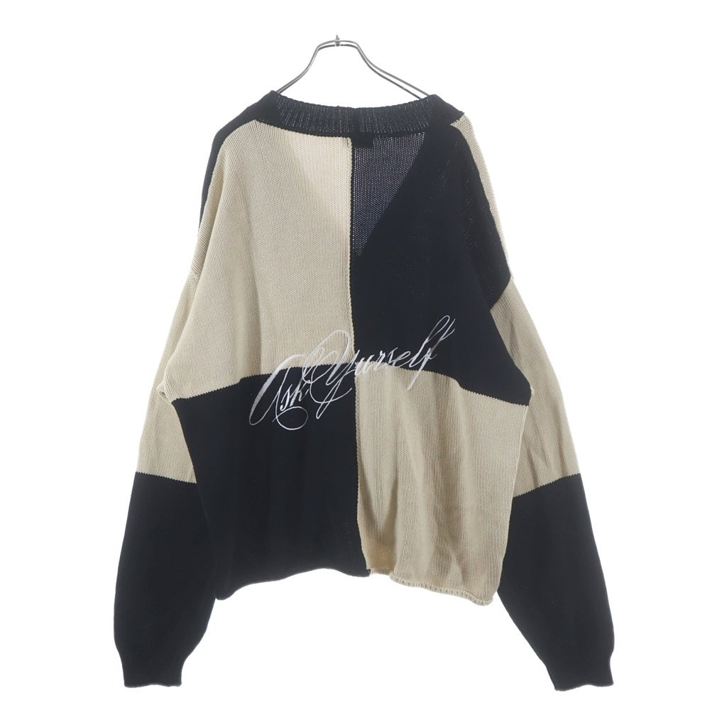 ASKYURSELF(アスクユアセルフ) CHUNKY CHECKRED KNIT CARDIGAN チャンキーチェックニット カーディガン ブラック/ベージュ
