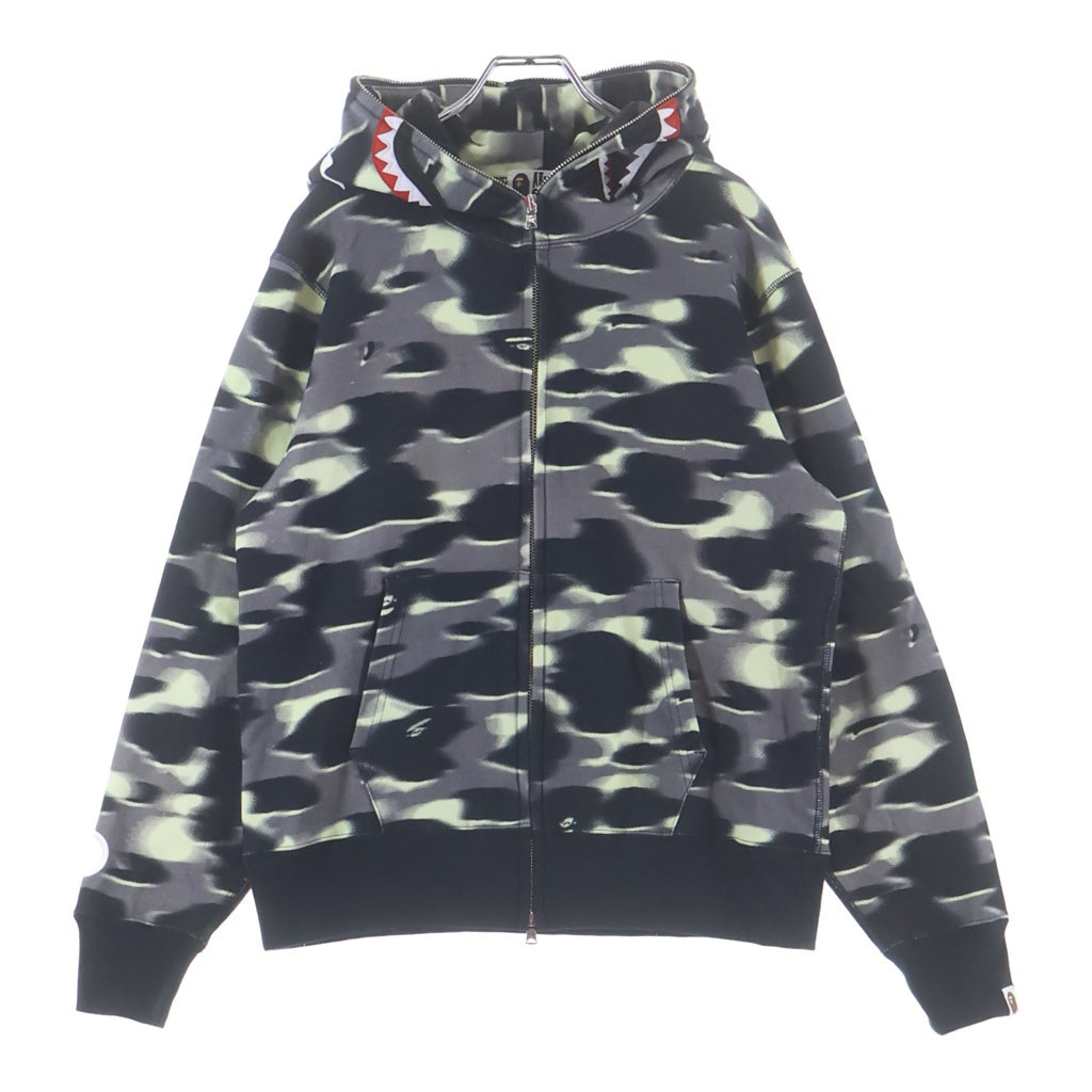 A BATHING APE(アベイシングエイプ) SCREEN CAMO SHARK FULL ZIP HOODIE スクリーンカモシャークフルジップフーディー ジップパーカー 001ZPM301304M ブラック