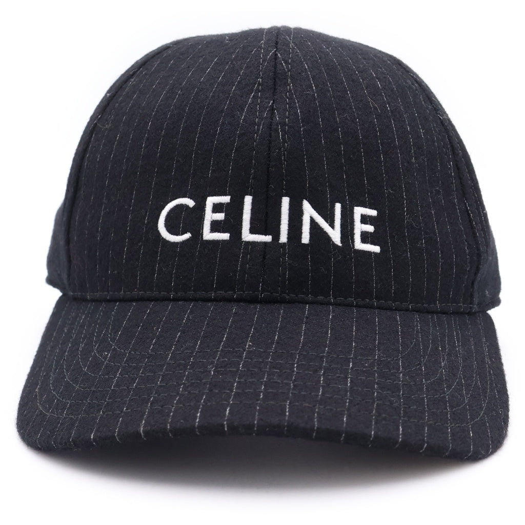 CELINE(セリーヌ) ロゴ ストライプ ベースボールキャップ 帽子 2AUS9495R ブラック
