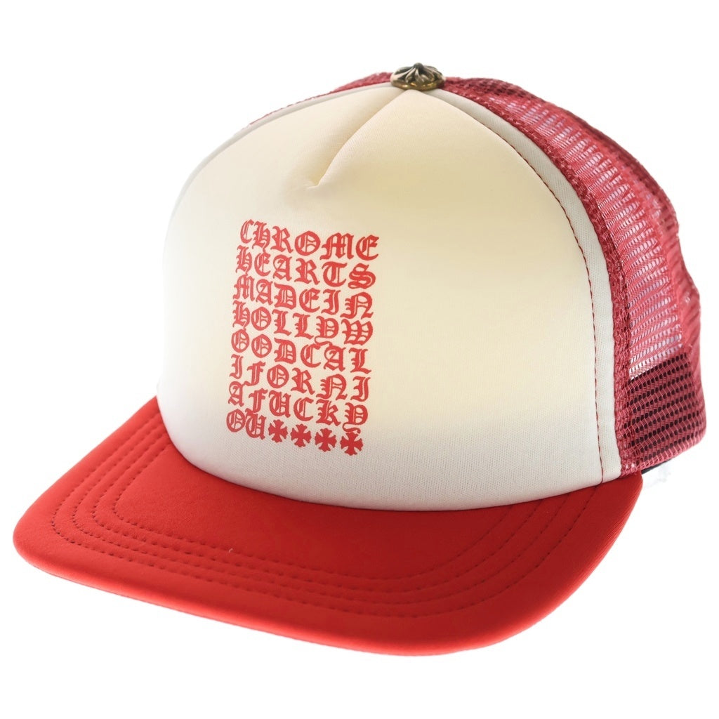 CHROME HEARTS(クロムハーツ) TRUCKER CAP 英字プリント メッシュ トラッカーキャップ 帽子 レッド/ホワイト