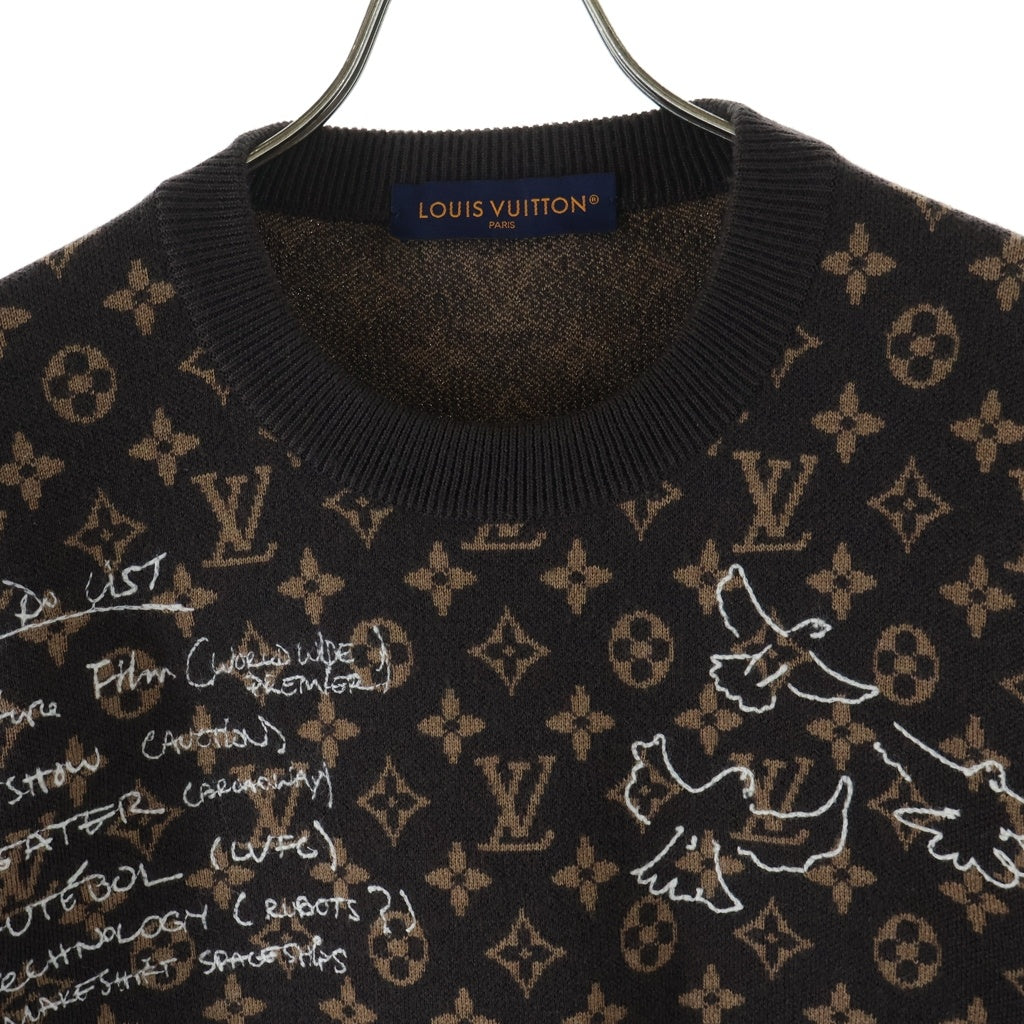 LOUIS VUITTON(ルイヴィトン) 23AW モノグラム 総柄 クルーネックニットセーター RM232 ZLL HPN95W ブラウン