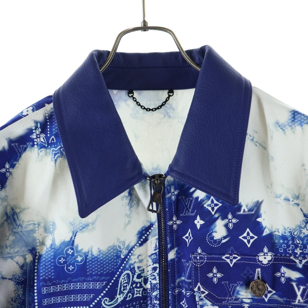 LOUIS VUITTON(ルイヴィトン) 22AW モノグラムバンダナミックスレザーデニムブルゾンジャケット RM222M MJY HNL04E ブルー