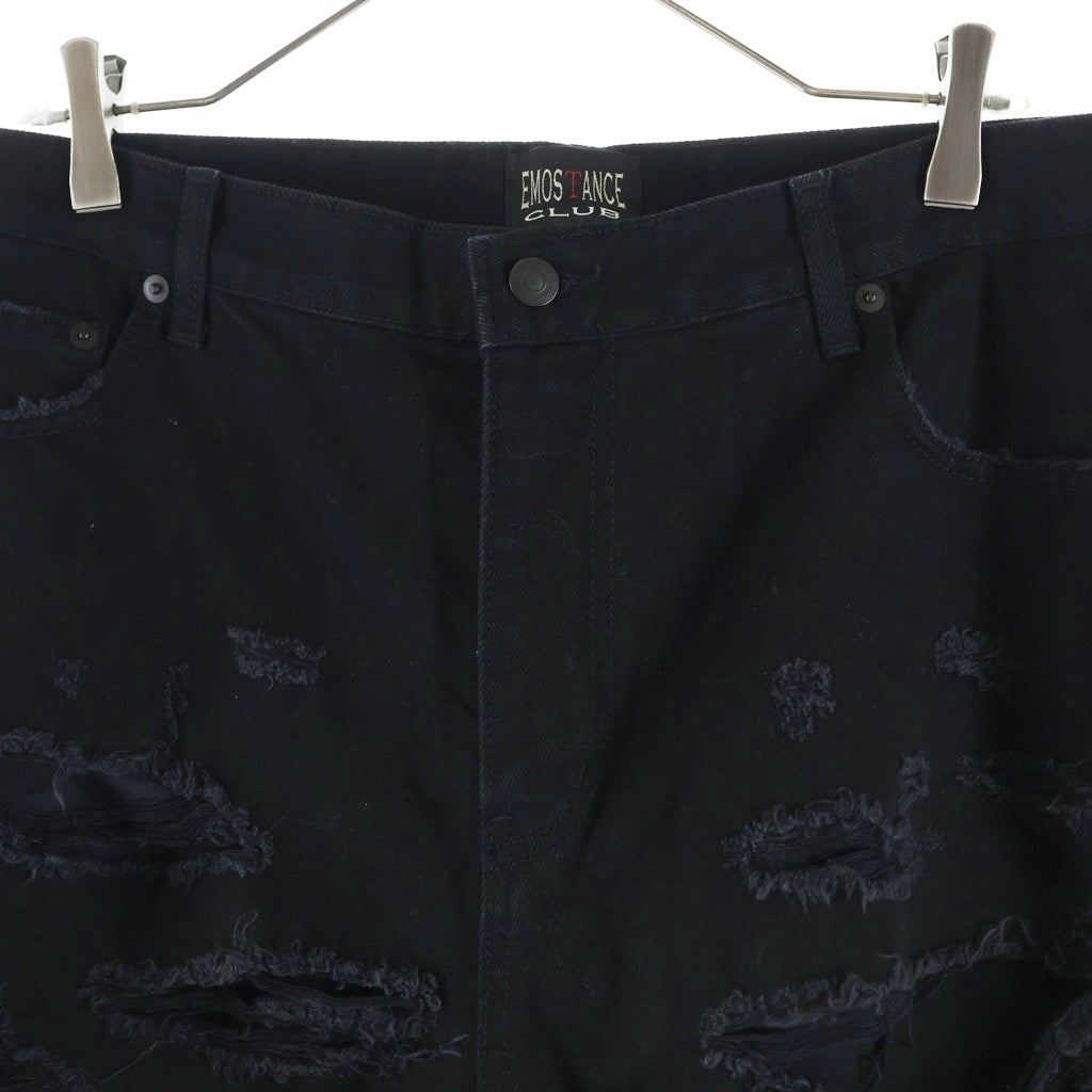 EMOstanceclub(エモスタンクラブ) DESTROYED BAGGY WIDE LEG JEANS デストロイ バギーワイドジーンズ デニムパンツ ブラック