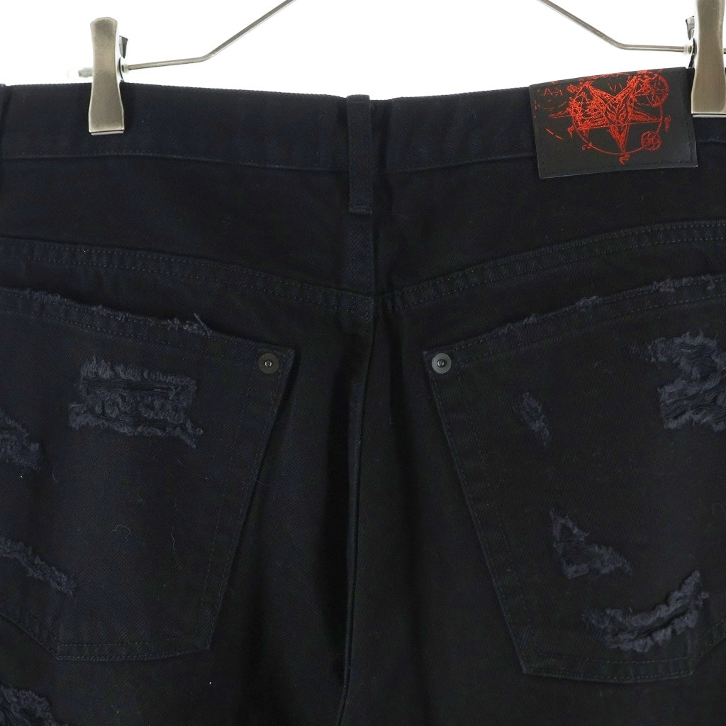 EMOstanceclub(エモスタンクラブ) DESTROYED BAGGY WIDE LEG JEANS デストロイ バギーワイドジーンズ デニムパンツ ブラック