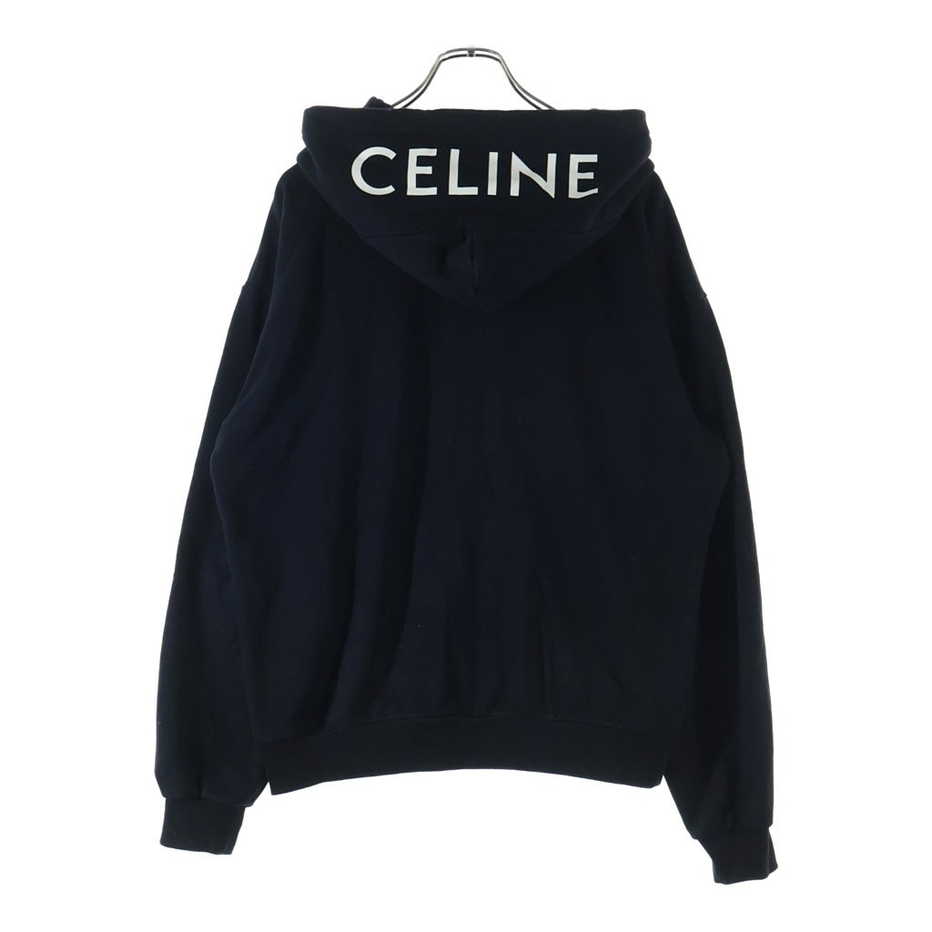 CELINE(セリーヌ) 21SS Hood Logo Print Zip Up Hoodie 2Y497052H フードロゴプリント ジップアップパーカー ブラック