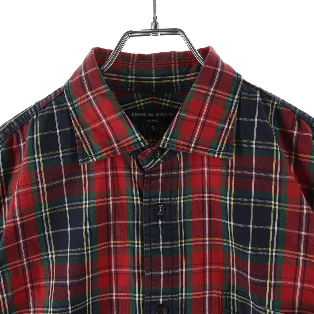 COMME des GARCONS HOMME(コムデギャルソンオム) タータンチェック長袖シャツ HL-B049 レッド