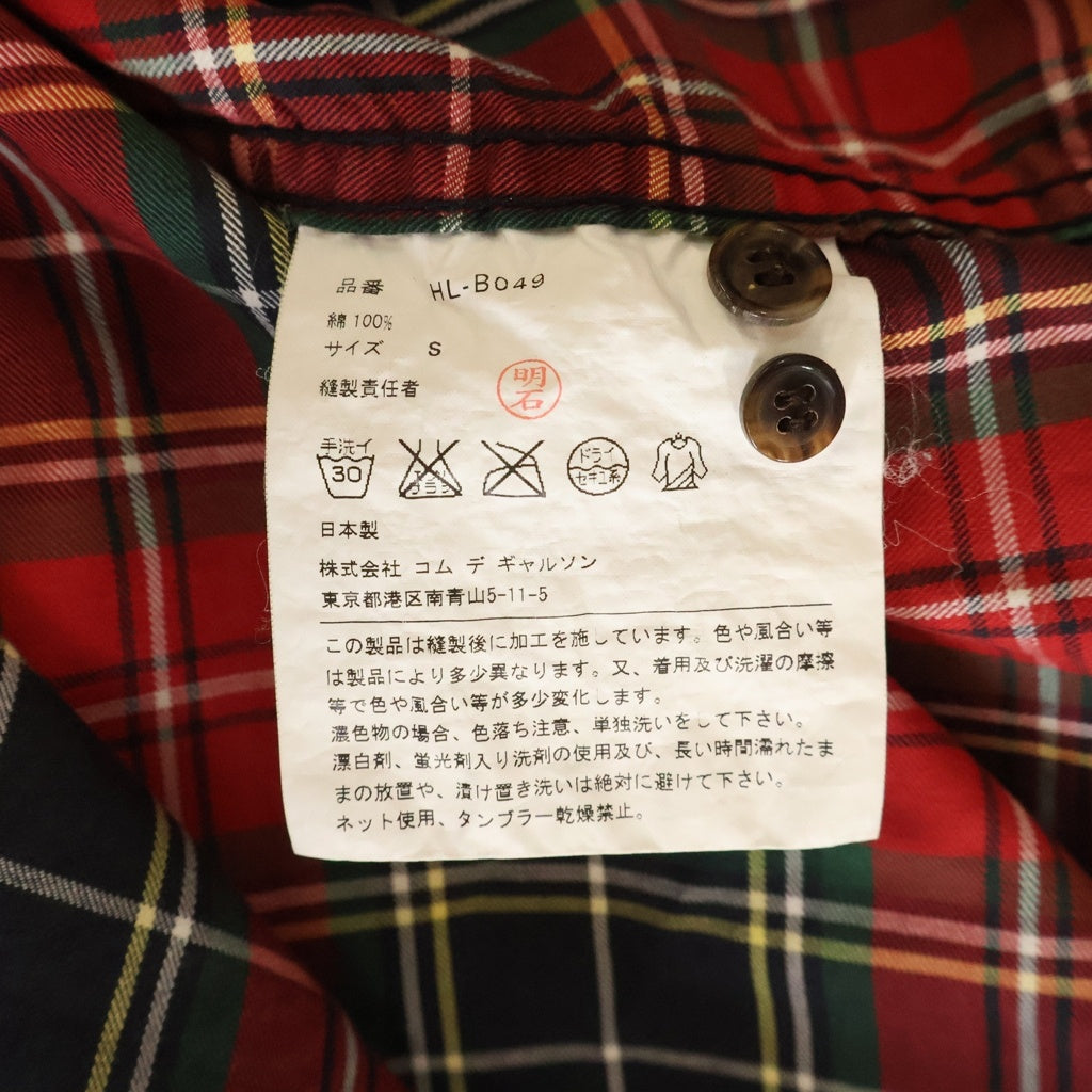 COMME des GARCONS HOMME(コムデギャルソンオム) タータンチェック長袖シャツ HL-B049 レッド