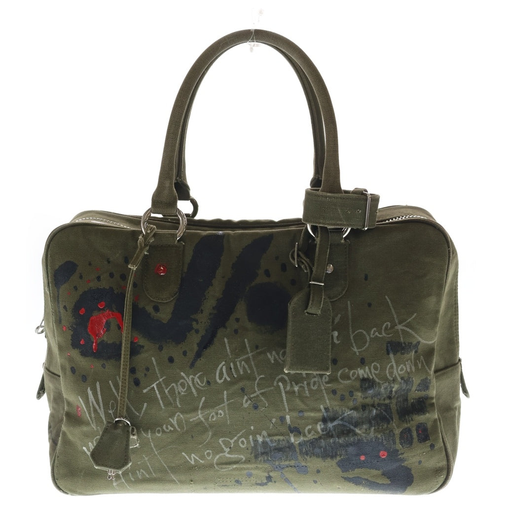 READY MADE(レディメイド) BOX BAG グラフィティ キャンバス ハンドバッグ カーキ レディース