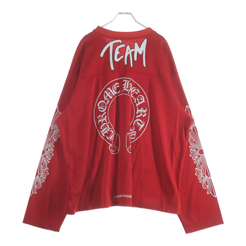CHROME HEARTS(クロムハーツ) MESH WARM UP JERSEY CHプリントメッシュ長袖カットソー レッド