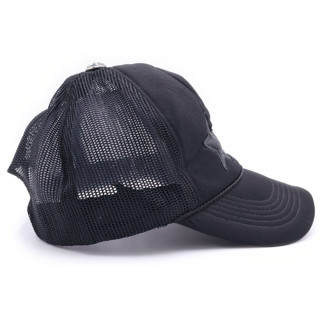 CHROME HEARTS(クロムハーツ) 3STAR TRUCKER CAP スターレザーパッチ スターボール付 メッシュ トラッカーキャップ ベースボールキャップ 帽子 ブラック