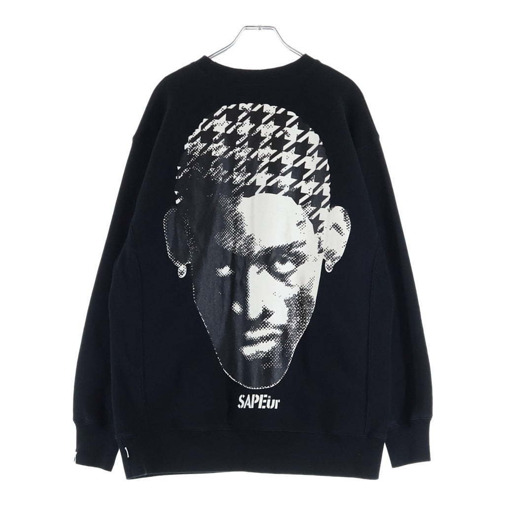 SAPEur(サプール) 70s POP HEAD CREW NECK ポップヘッド デニスロッドマン クルーネックスウェットトレーナー ブラック