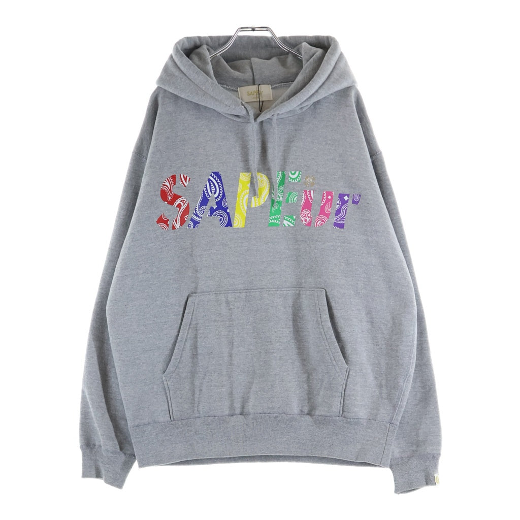 SAPEur(サプール) MULTI BANDANA LOGO HOODIE マルチ バンダナロゴ プルオーバーパーカー グレー