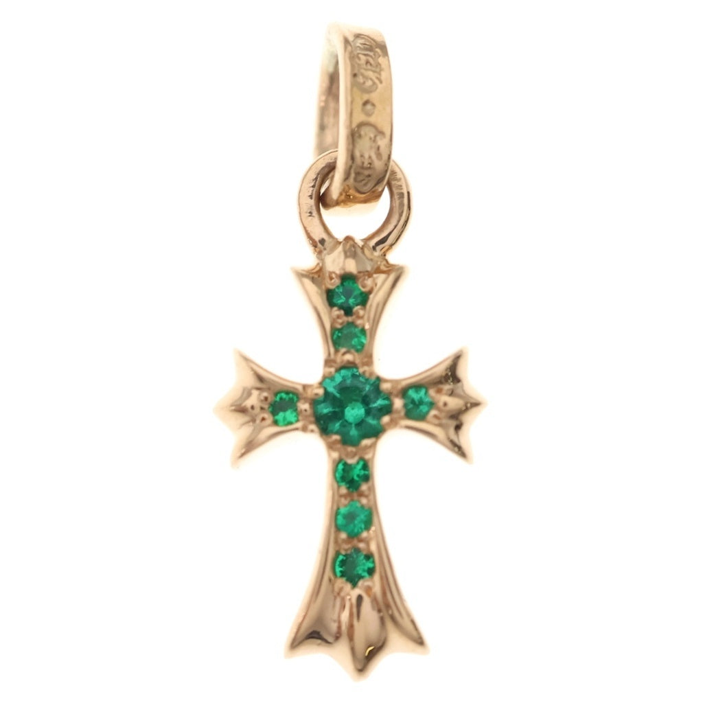 CHROME HEARTS(クロムハーツ) 22K CRS BBYFAT P/EMLD ベイビーファットクロス PAVEエメラルド ペンダントトップ ゴールド
