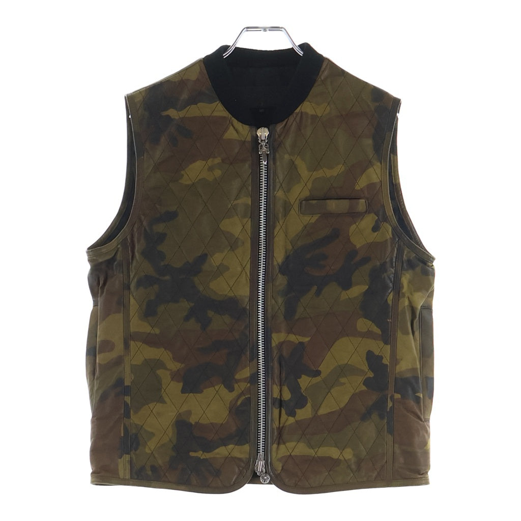 CHROME HEARTS(クロムハーツ) PAPA CROSS PATCH LEATHER QUILTED VEST パパ クロスパッチ レザーベスト カモフラ