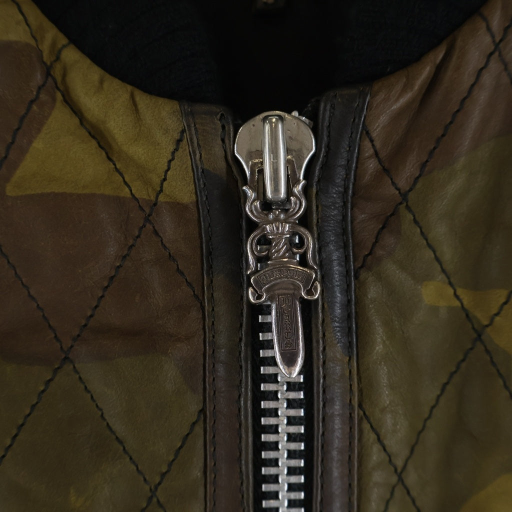 CHROME HEARTS(クロムハーツ) PAPA CROSS PATCH LEATHER QUILTED VEST パパ クロスパッチ レザーベスト カモフラ