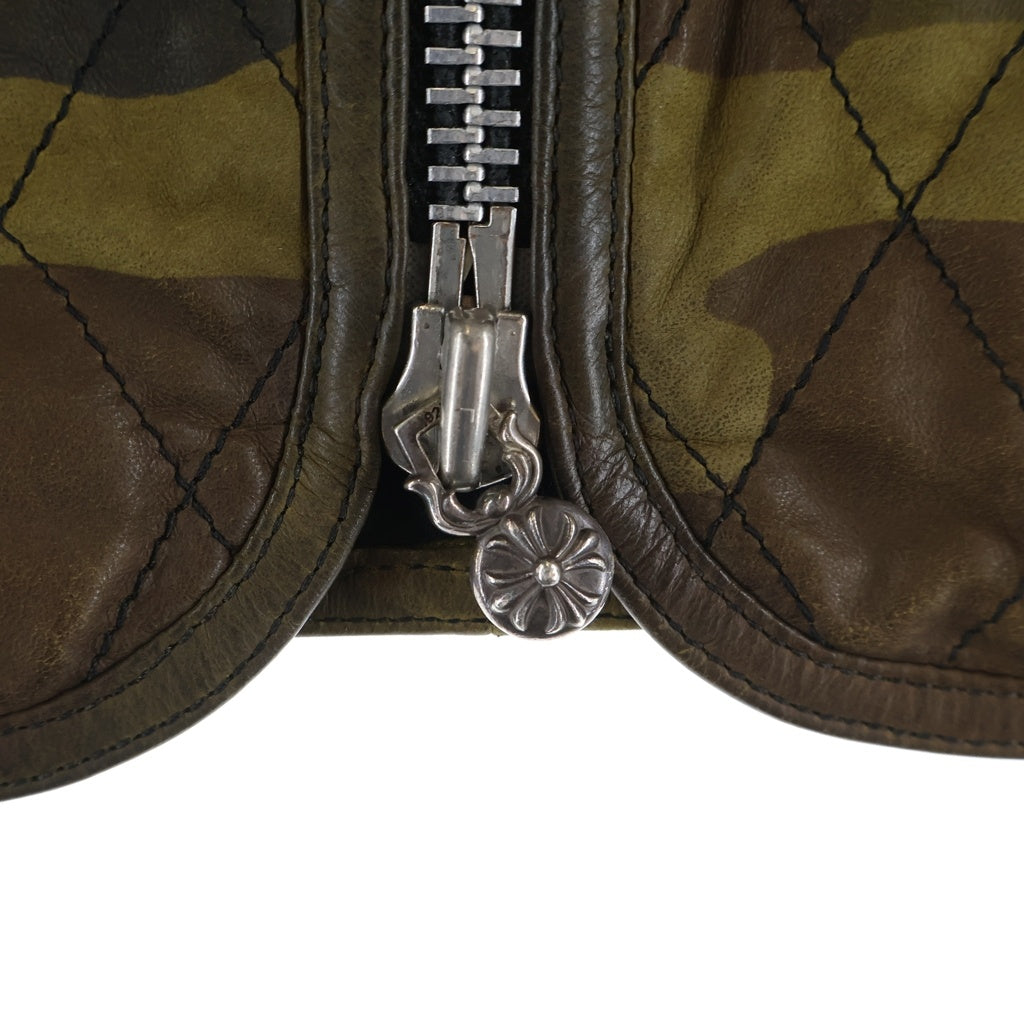 CHROME HEARTS(クロムハーツ) PAPA CROSS PATCH LEATHER QUILTED VEST パパ クロスパッチ レザーベスト カモフラ