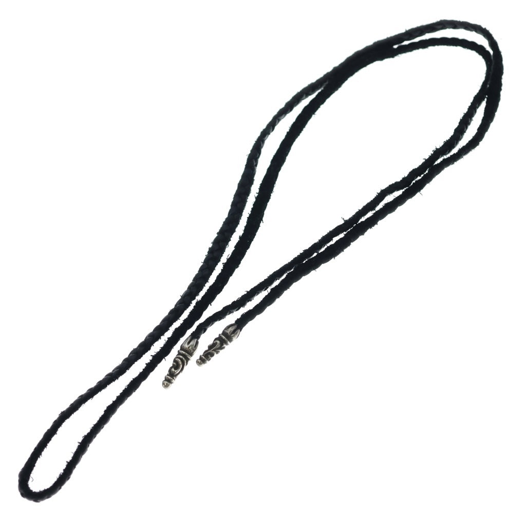 CHROME HEARTS(クロムハーツ) LEATHER BRAID SCROLL ネックレス レザーブレイドネックレス ブラック/シルバー BCA377
