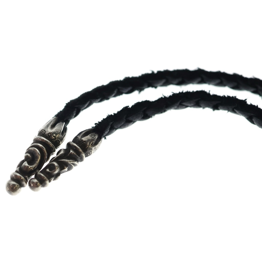 CHROME HEARTS(クロムハーツ) LEATHER BRAID SCROLL ネックレス レザーブレイドネックレス ブラック/シルバー BCA377