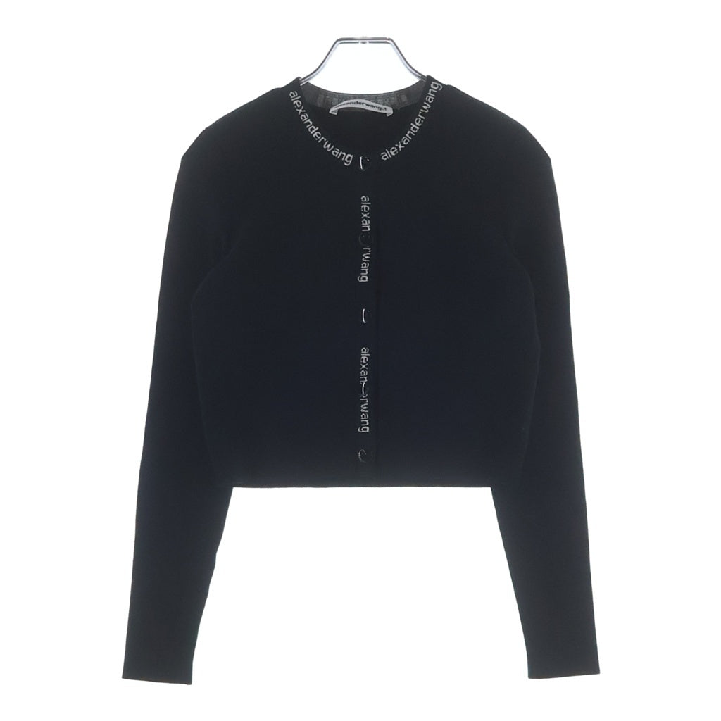 ALEXANDER WANG(アレキサンダーワン) Cropped Knit Cardigan クロップド ロゴ ニット カーディガン ブラック レディース 4KC3223017