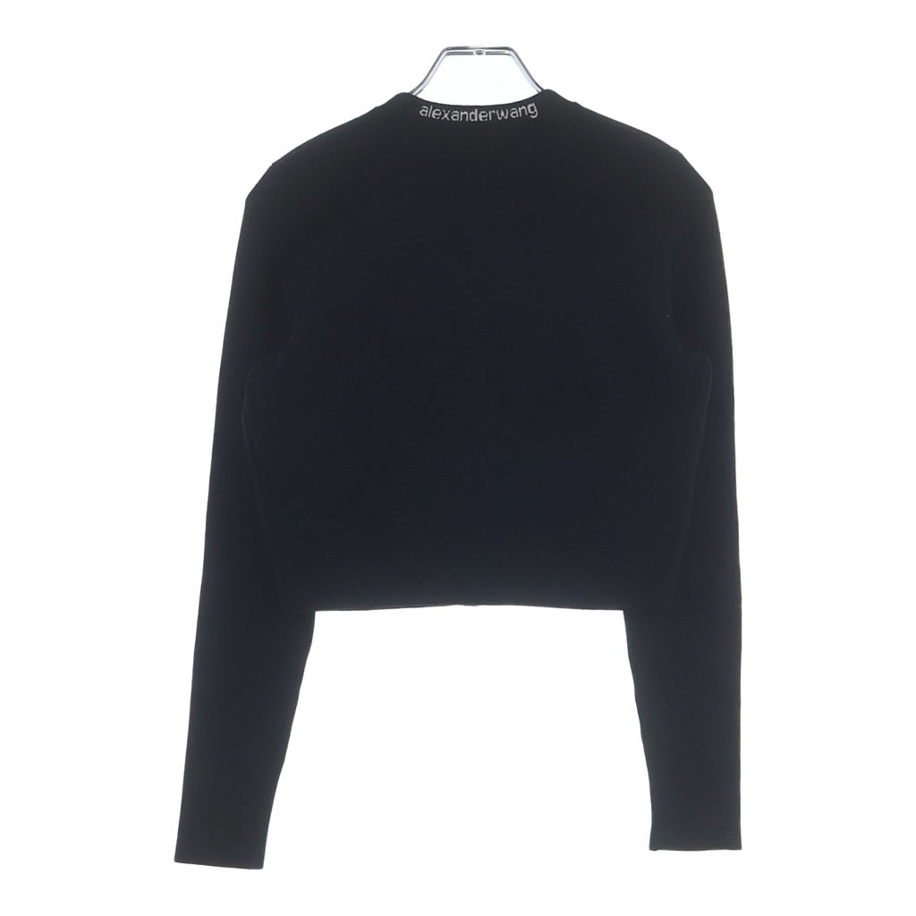 ALEXANDER WANG(アレキサンダーワン) Cropped Knit Cardigan クロップド ロゴ ニット カーディガン ブラック レディース 4KC3223017