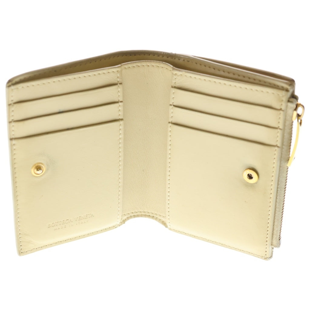 BOTTEGA VENETA(ボッテガヴェネタ) マキシイントレチャート レザー コンパクトウォレット 二つ折り財布 ベージュ レディース