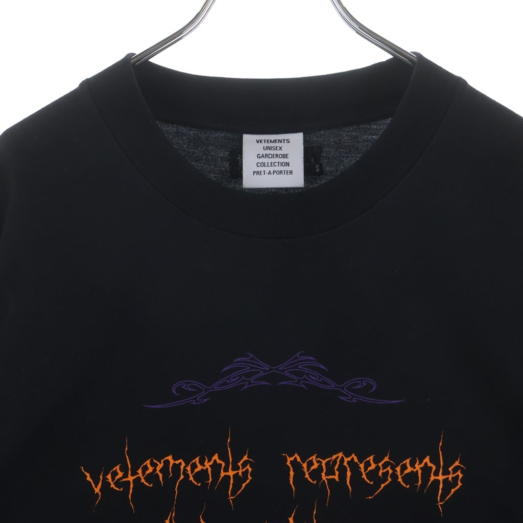 VETEMENTS(ヴェトモン) 22SS Vital Existence プリント半袖Tシャツ ブラック