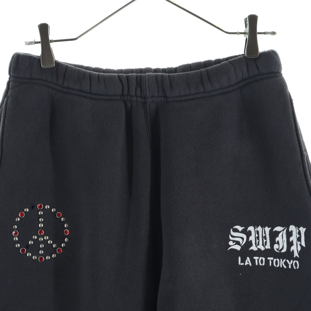 NO BRAND(ノーブランド) 【SWJP エスダブリュージェーピー】 スタッズ付き ストレート スウェットパンツ グレー SW-25FW-027-SP
