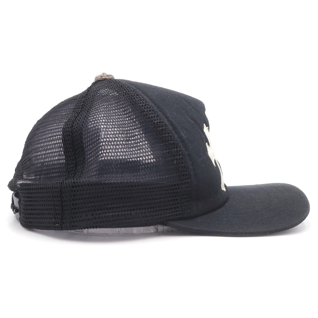 CHROME HEARTS(クロムハーツ) TRUCKER CAP トラッカーキャップ 3セメタリーハラコレザーパッチメッシュキャップ帽子 ブラック/ホワイト