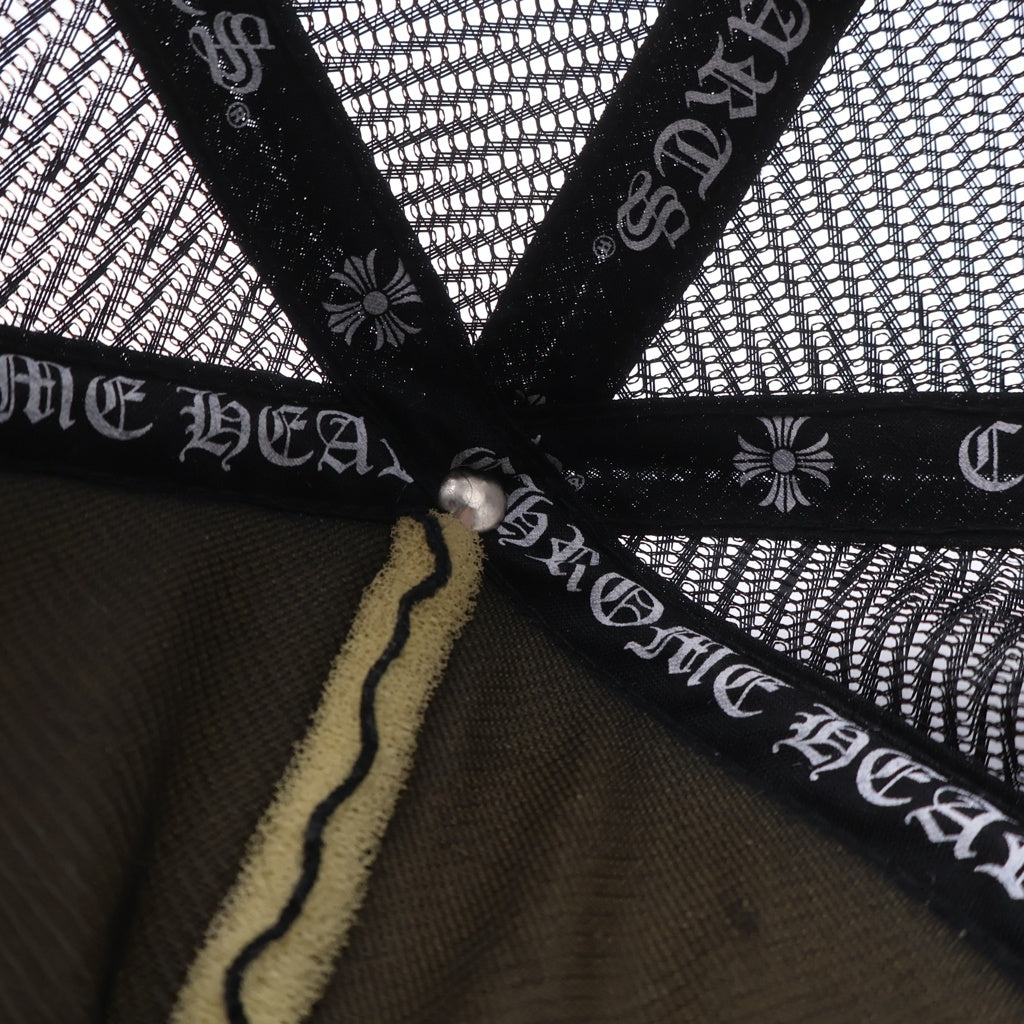 CHROME HEARTS(クロムハーツ) TRUCKER CAP トラッカーキャップ 3セメタリーハラコレザーパッチメッシュキャップ帽子 ブラック/ホワイト