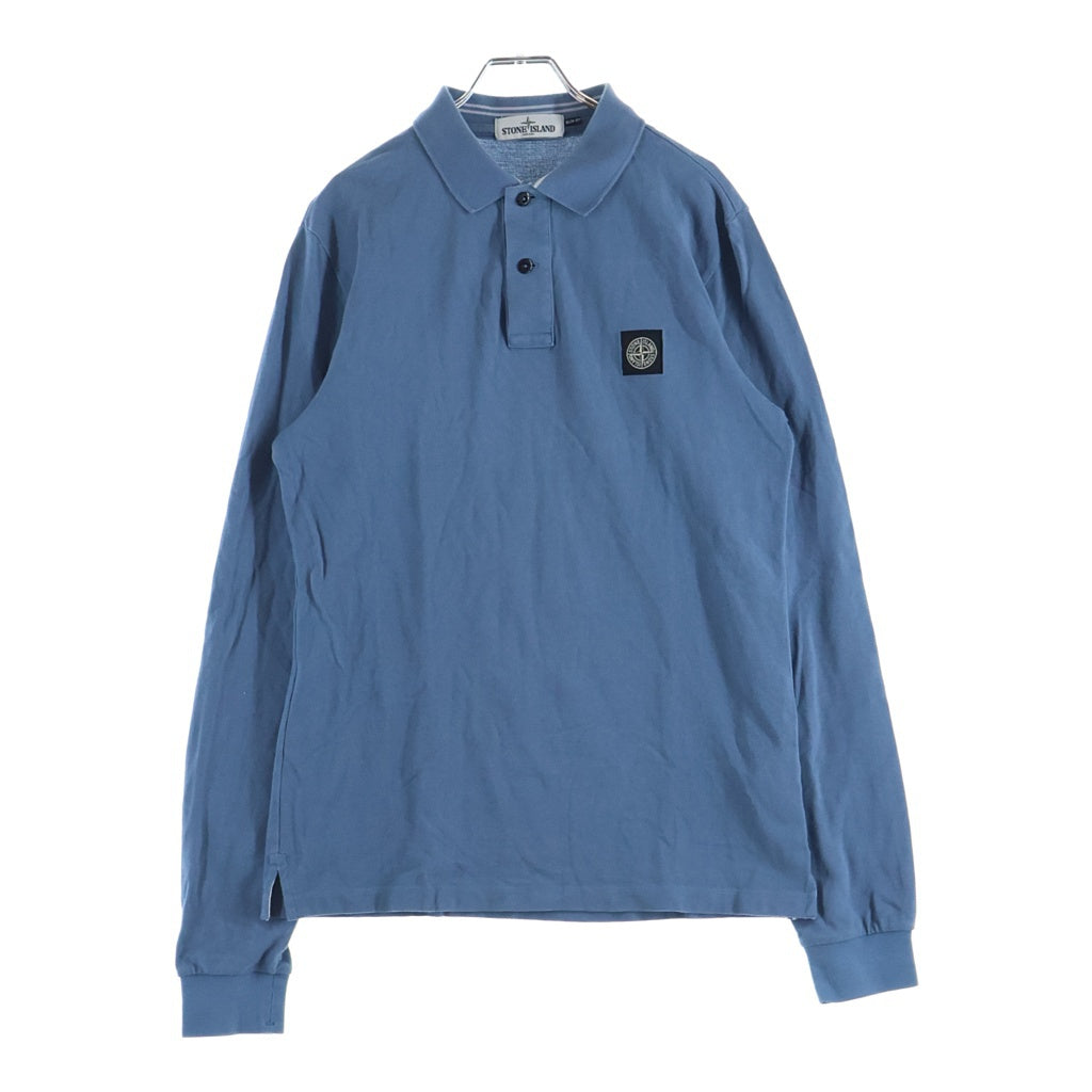 STONE ISLAND(ストーンアイランド) フロントロゴ パッチ 長袖ポロシャツ ブルー