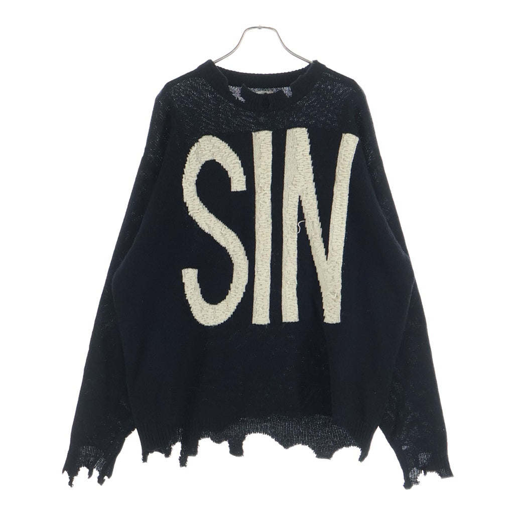 SAINT MICHAEL(セントマイケル) 21AW WOOL SWTER SIN ウールニットセーター ブラック SM-A21-0000-039