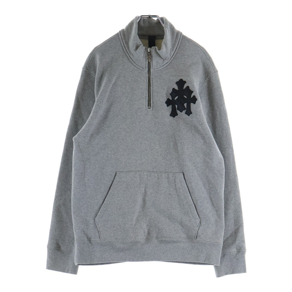 CHROME HEARTS(クロムハーツ) Y NOT クロスパッチ ダガージップ ハーフジップ スウェットトレーナー グレー