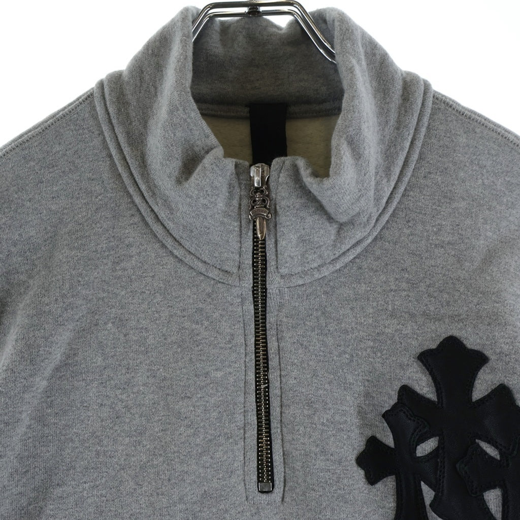 CHROME HEARTS(クロムハーツ) Y NOT クロスパッチ ダガージップ ハーフジップ スウェットトレーナー グレー