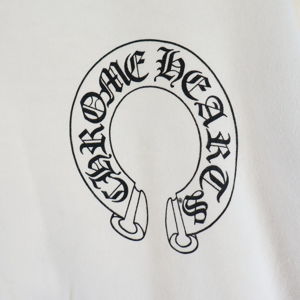 CHROME HEARTS(クロムハーツ) Horseshoe Arm Floral Cross L/S Sweatshirt ホースシュー アームフローラルクロス クルーネック スウェットトレーナー ホワイト