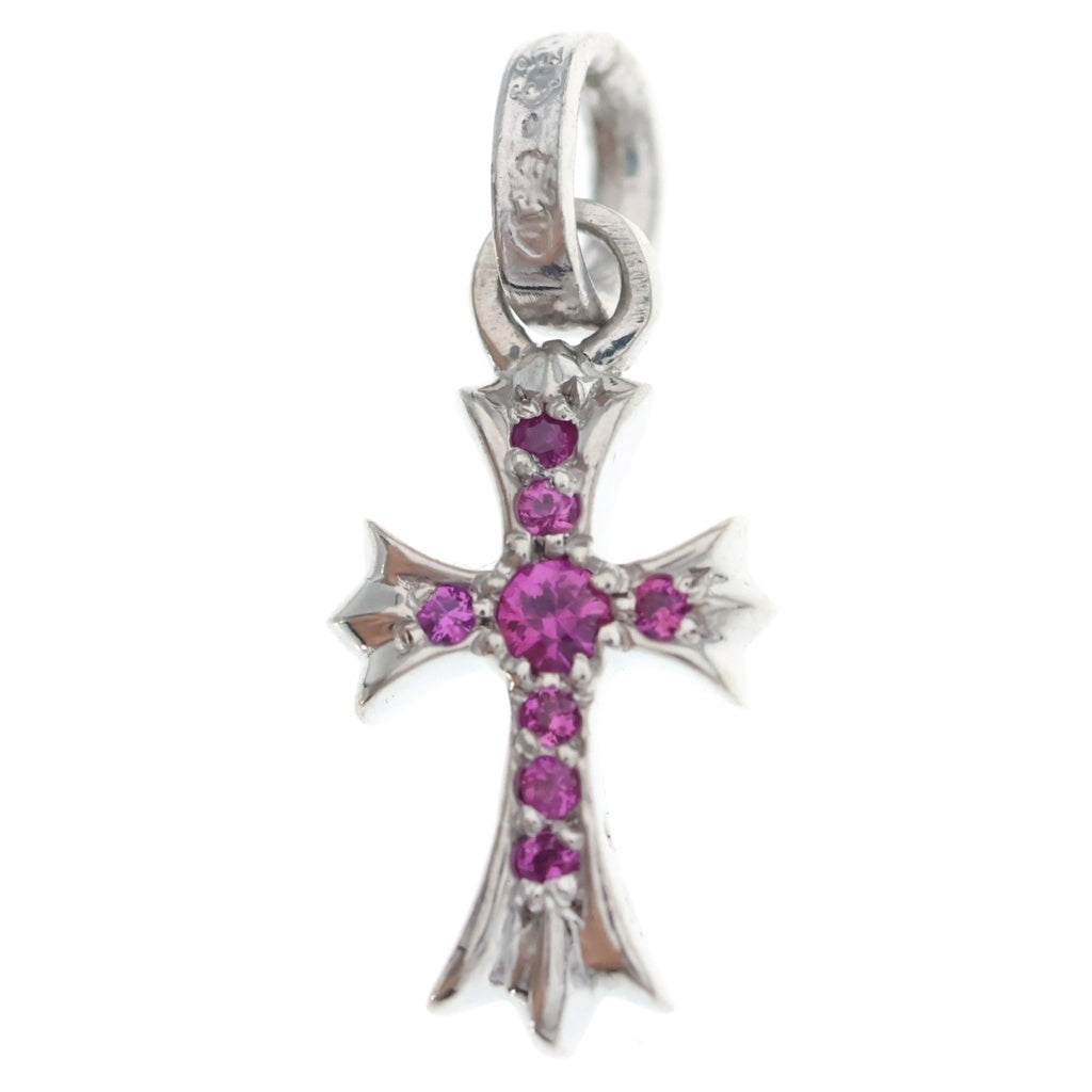 CHROME HEARTS(クロムハーツ) 18KWG CRS BBYFAT P SAP P ベイビーファットクロス パヴェピンクサファイヤ ペンダントトップ ホワイトゴールド