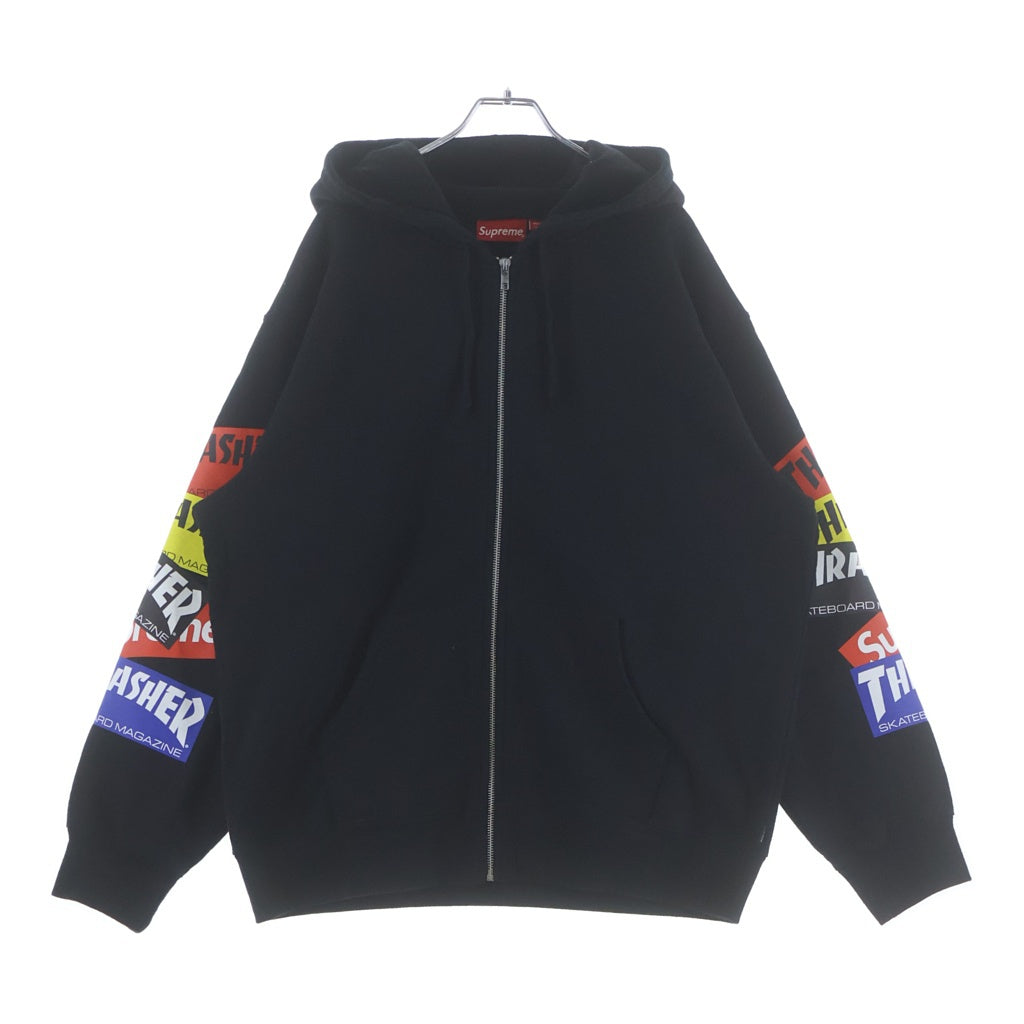 SUPREME(シュプリーム) 21AW ×THRASHER Multi Logo Hooded Sweatshirt スラッシャー マルチロゴ ジップアップパーカー ブラック