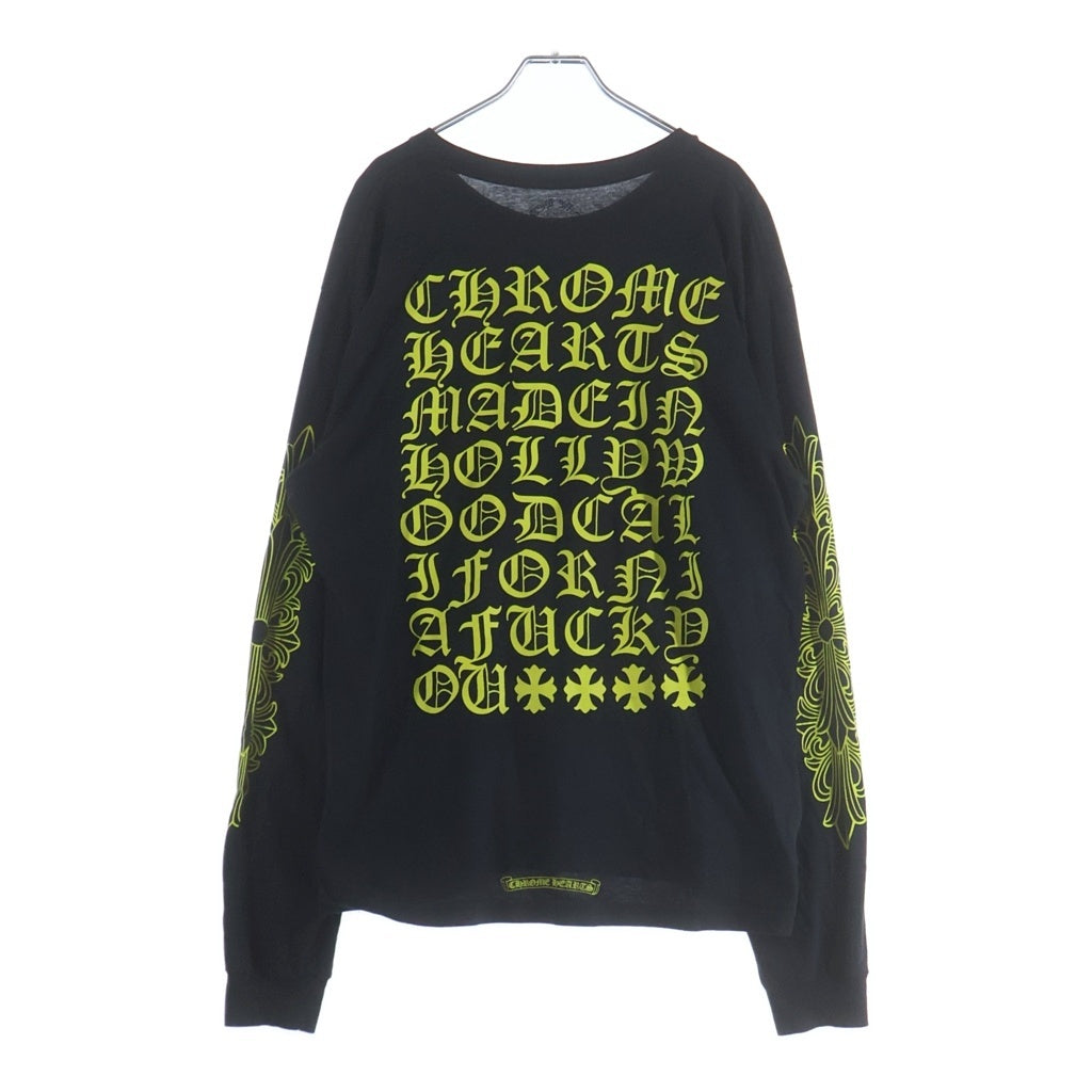 CHROME HEARTS(クロムハーツ) Made In Hollywood Vertical Logo Tee メイドインハリウッド ヴァーティカルロゴ アームフローラルプリント 長袖Tシャツカットソー ブラック