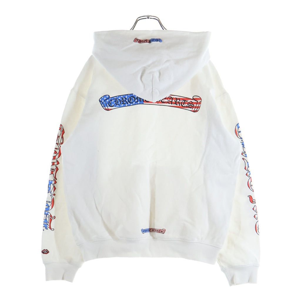 CHROME HEARTS(クロムハーツ) American Flag Back Scroll Logo Label Pullover Sweatshirt 星条旗 アメリカンフラッグ プルオーバーパーカー フーディー ホワイト