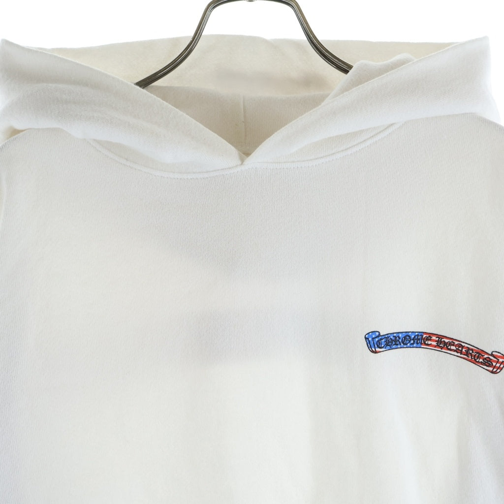 CHROME HEARTS(クロムハーツ) American Flag Back Scroll Logo Label Pullover Sweatshirt 星条旗 アメリカンフラッグ プルオーバーパーカー フーディー ホワイト
