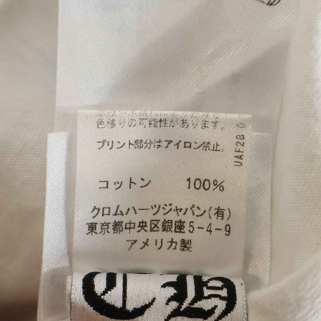 CHROME HEARTS(クロムハーツ) Neon Pink Stripe Logo ストライプロゴ プリント 長袖Tシャツ カットソー ホワイト/ピンク