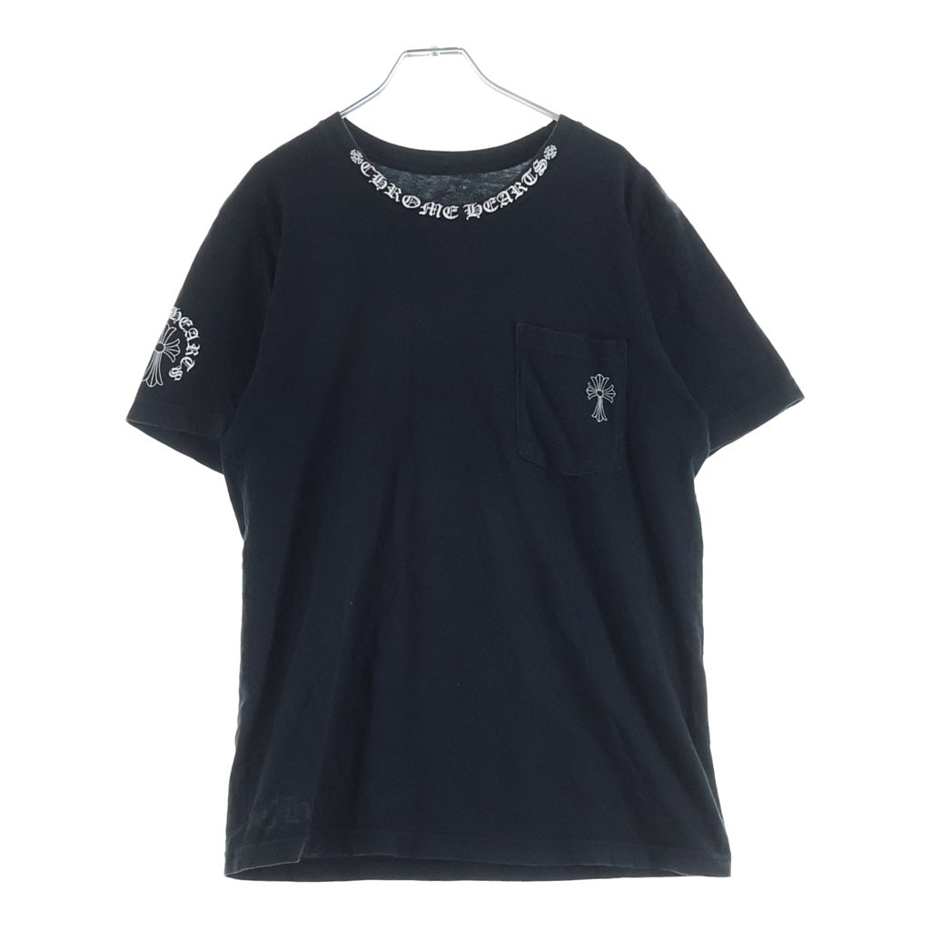 CHROME HEARTS(クロムハーツ) Back Cross Neck Logo Tee バッククロスネックロゴ半袖Tシャツ ポケット付き ブラック