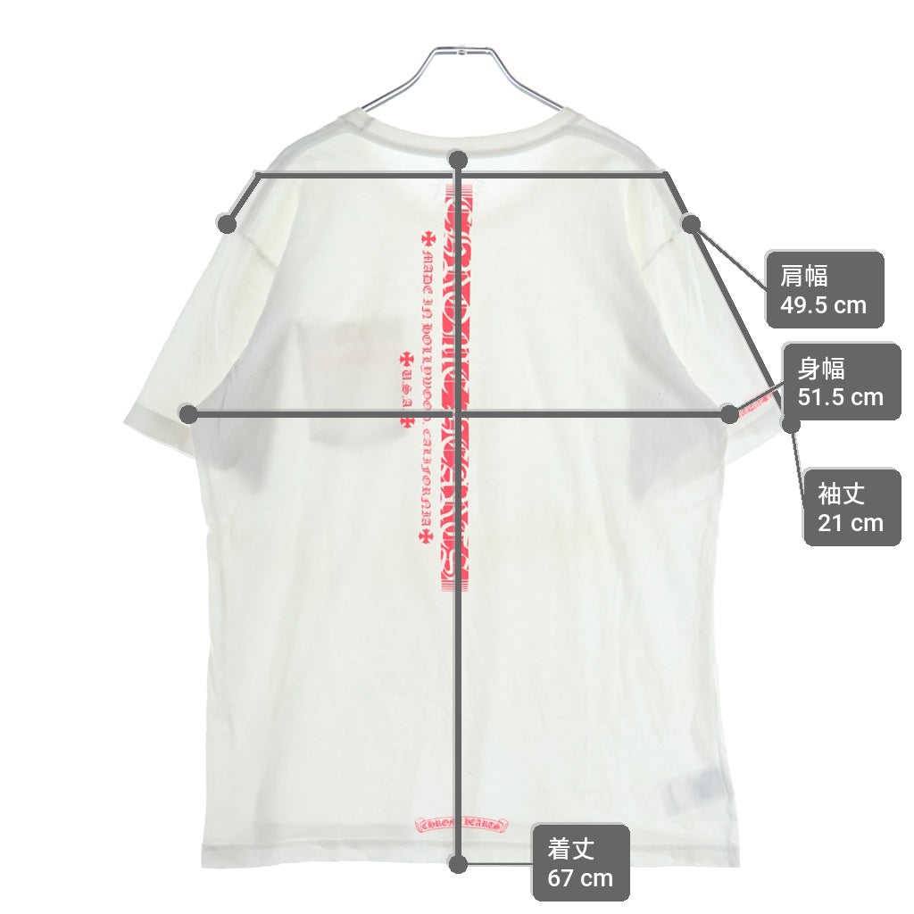 CHROME HEARTS(クロムハーツ) Neon Pink Stripe Logo ストライプロゴ プリント 半袖Tシャツ カットソー ホワイト/ピンク