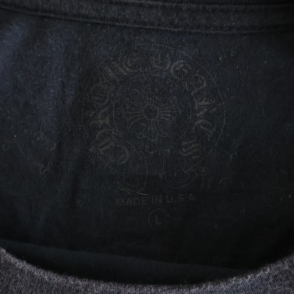 CHROME HEARTS(クロムハーツ) Neon Pink Stripe Logo ストライプロゴ プリント 半袖Tシャツ カットソー ブラック/ピンク