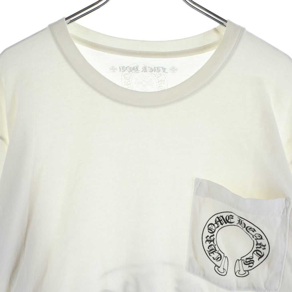 CHROME HEARTS(クロムハーツ) FLRL CRS HORSESHOE L/S バックホースシュー 袖フローラル ロングスリーブ 長袖Tシャツ カットソー ホワイト