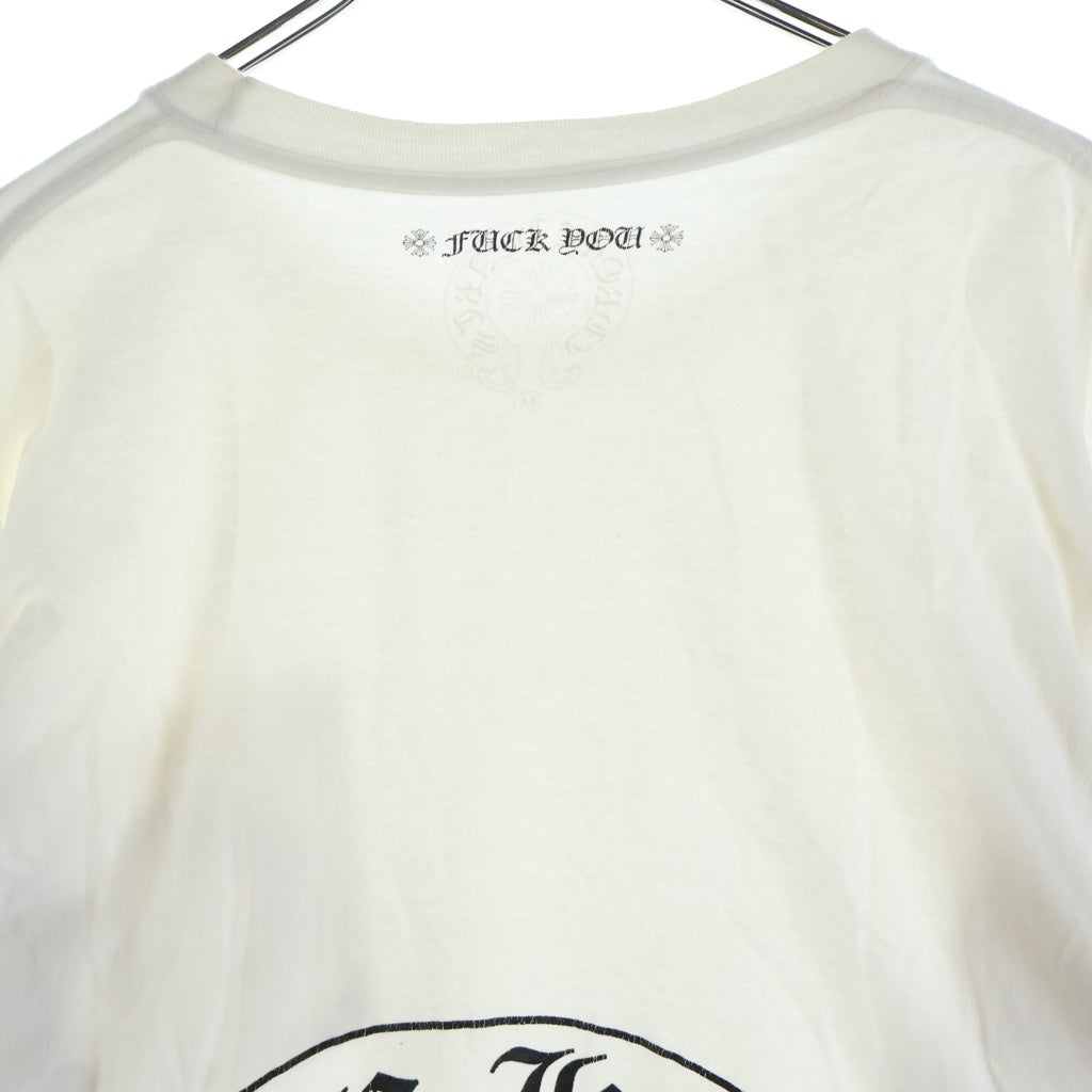 CHROME HEARTS(クロムハーツ) FLRL CRS HORSESHOE L/S バックホースシュー 袖フローラル ロングスリーブ 長袖Tシャツ カットソー ホワイト