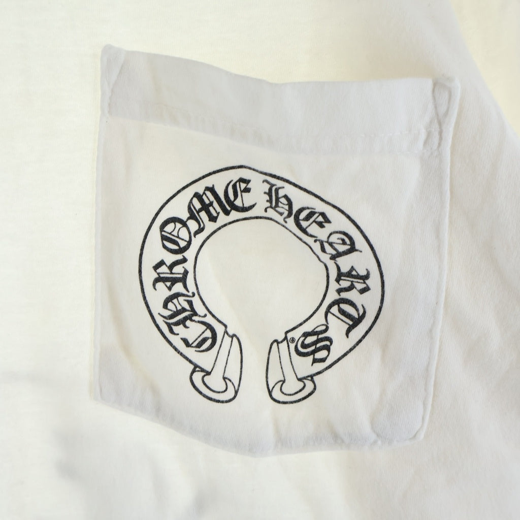 CHROME HEARTS(クロムハーツ) FLRL CRS HORSESHOE L/S バックホースシュー 袖フローラル ロングスリーブ 長袖Tシャツ カットソー ホワイト