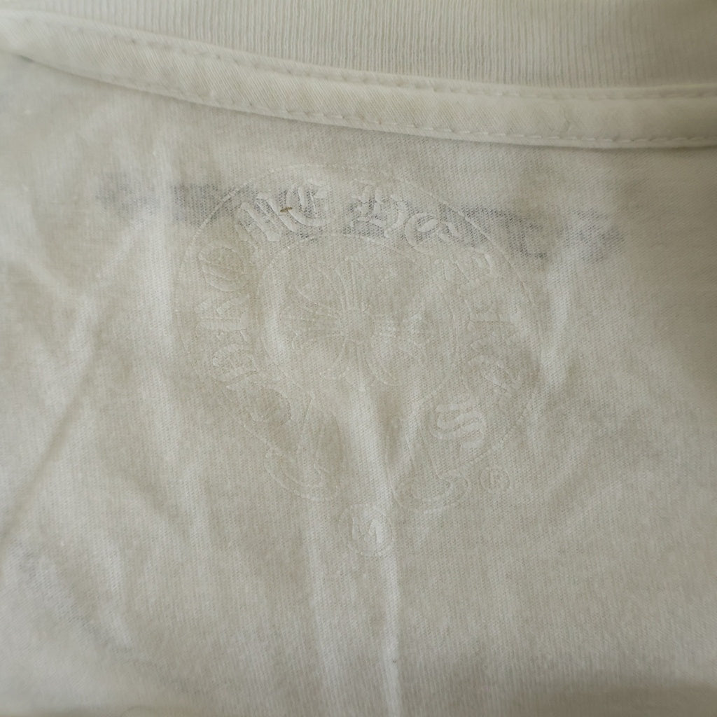 CHROME HEARTS(クロムハーツ) FLRL CRS HORSESHOE L/S バックホースシュー 袖フローラル ロングスリーブ 長袖Tシャツ カットソー ホワイト