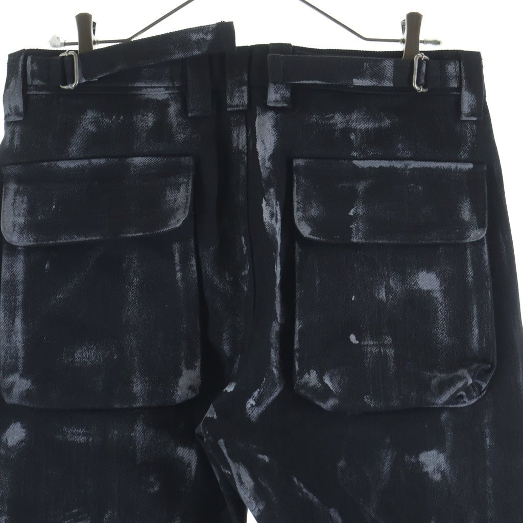 NO BRAND(ノーブランド) KRAFTWORK BK FLARED CARGO PANTS クラフトワーク フレアカーゴパンツ ウォッシュ加工 ブラック