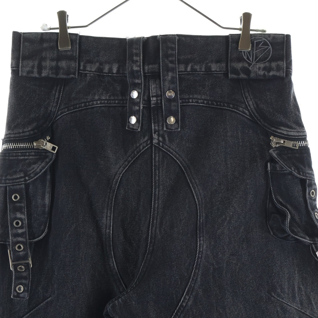 NO/FAITH STUDIOS(ノーフェイスストゥディオス) CARGO DENIM PANTS ジップデザイン カーゴデニムパンツ ブラック
